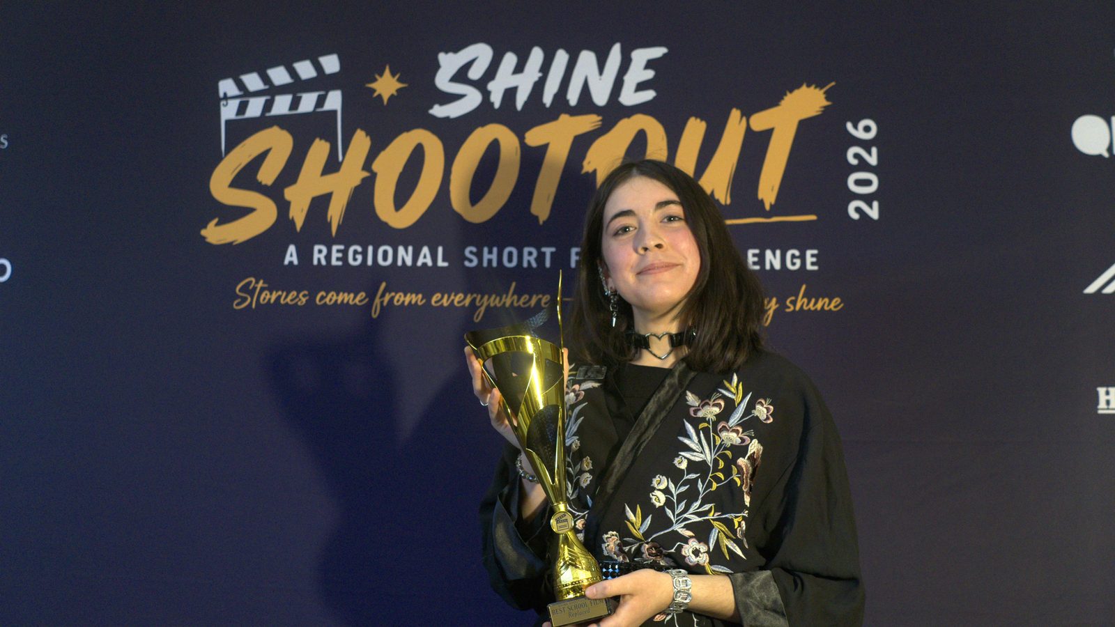 Best School Film winner with the trophy